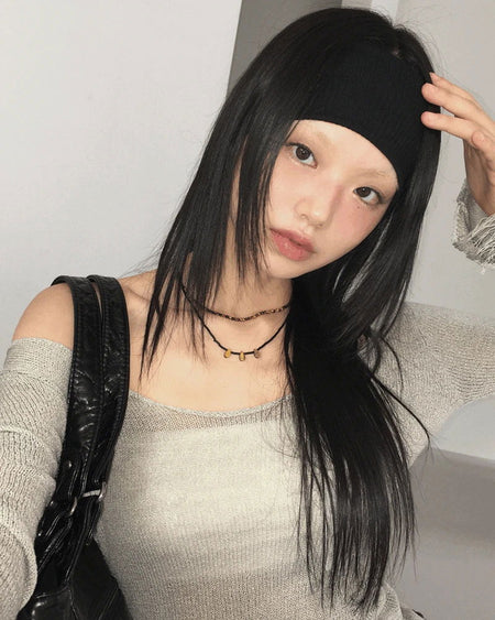 Y2K Ribbed Wide Hair Band for Yover Vacation Resort Look