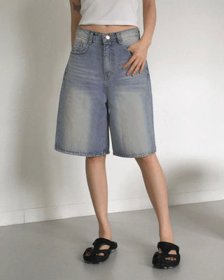 COWEN VINTAGE Vintage Faded DENIM 5-PART BERMUDA PANTS