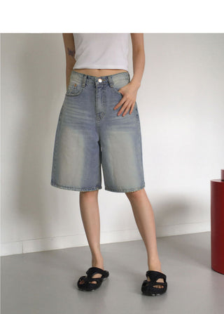 COWEN VINTAGE Vintage Faded DENIM 5-PART BERMUDA PANTS