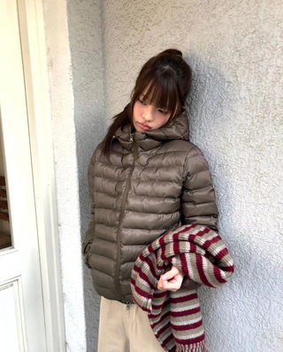 Cora Nylon Two-Way Hooded Zip-Up Lightweight Padding