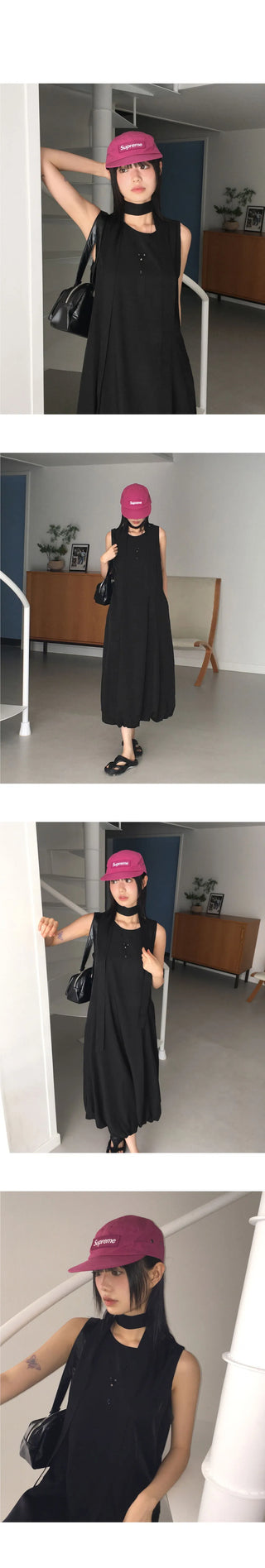 Tells Nylon Balloon Sleeveless Dress