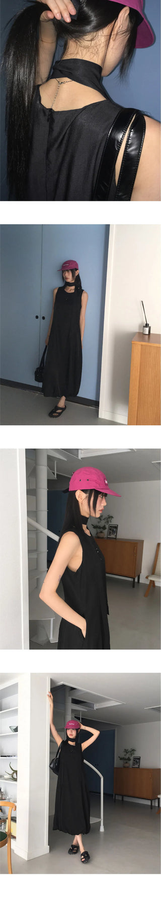 Tells Nylon Balloon Sleeveless Dress