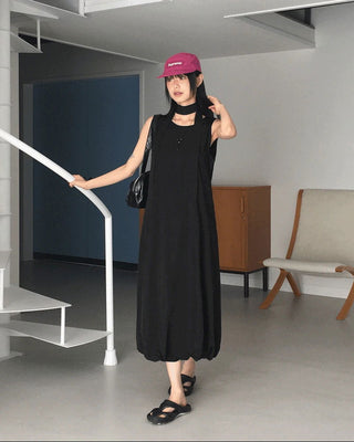 Tells Nylon Balloon Sleeveless Dress