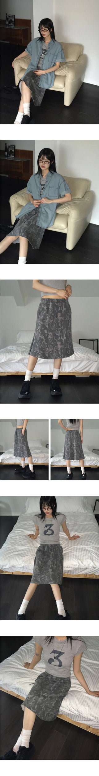 Talking Camo Military Zuri Midi Skirt