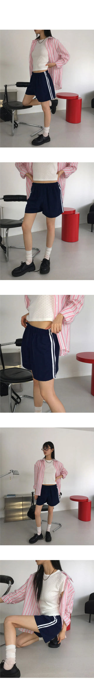 Fuchsia Nylon Track 3-Piece Shorts Pants