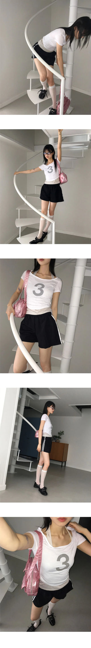 Fuchsia Nylon Track 3-Piece Shorts Pants