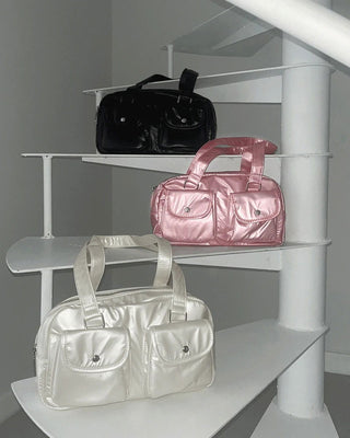 Ringdi Glossy Two Pocket Nylon Shoulder Bag