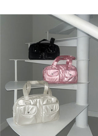 Ringdi Glossy Two Pocket Nylon Shoulder Bag