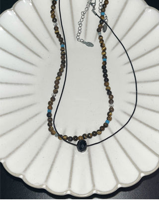 Chicon Raw Stone 2 Row Layered Set Necklace