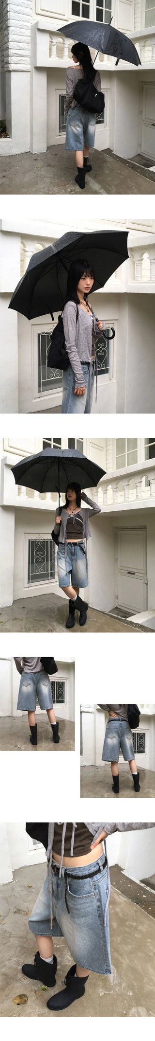 Senpo Faded 5-part Bermuda Denim Pants