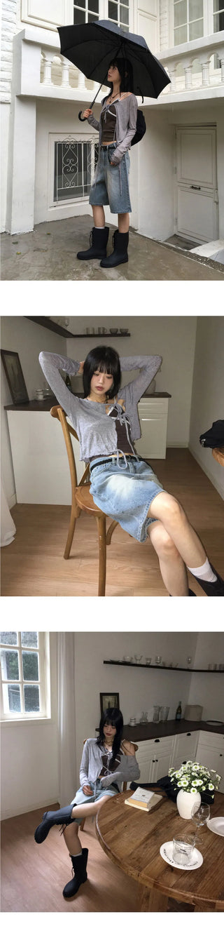 Senpo Faded 5-part Bermuda Denim Pants