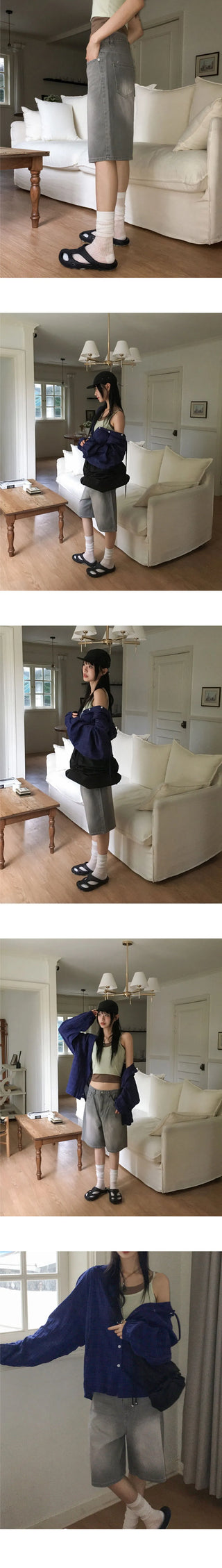 Senpo Faded 5-part Bermuda Denim Pants