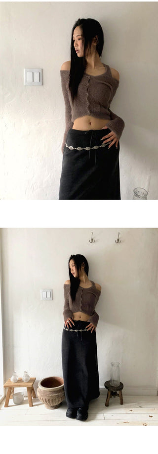 Omin Angora Slim Fit Sleeveless Cardigan