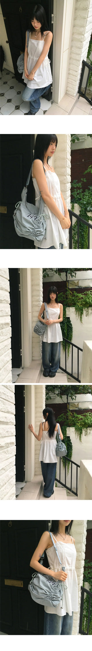 Kaan 143 Nylon Shirring Sporty Cross Shoulder Bag