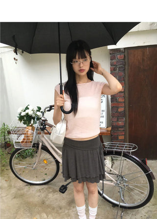 Burr Summer Sheer Wool Cap Sleeve Short Sleeve Knitwear