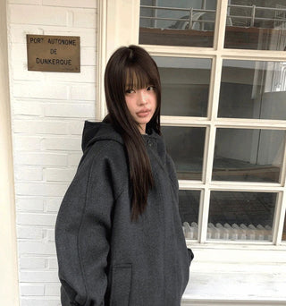 Emo high-neck midi hooded coat