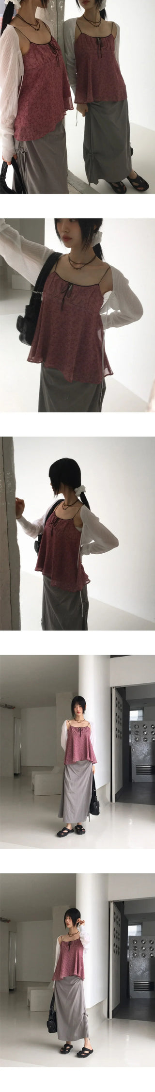 Racine summer Ribbed ribbon string shawl bolero cardigan