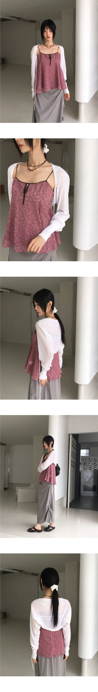 Racine summer Ribbed ribbon string shawl bolero cardigan
