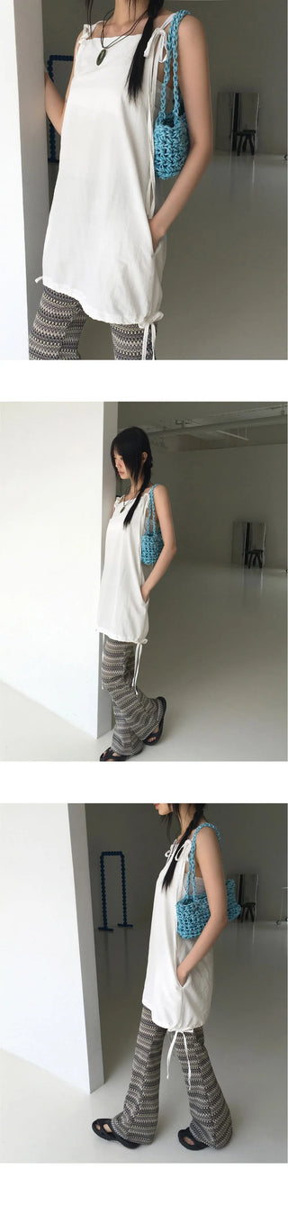 Tusha ribbon strap nylon layered mini Dress