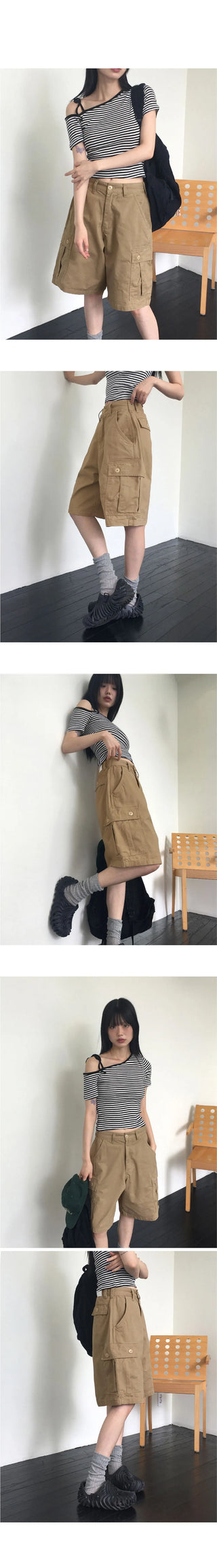 Tempts Vintage Cargo Pocket 5/4 Bermuda Pants