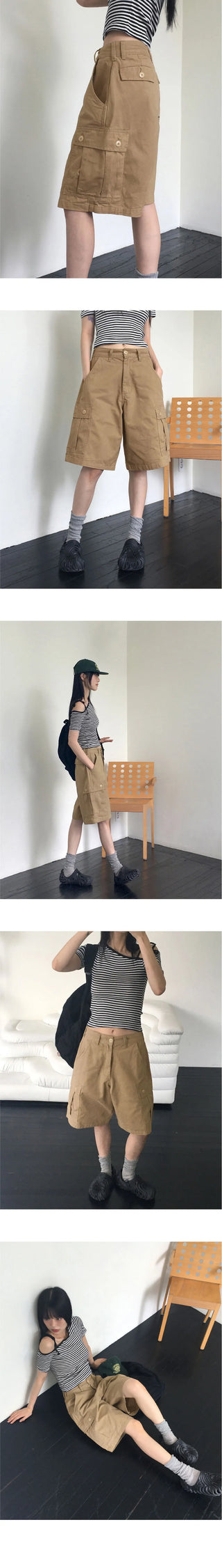 Tempts Vintage Cargo Pocket 5/4 Bermuda Pants