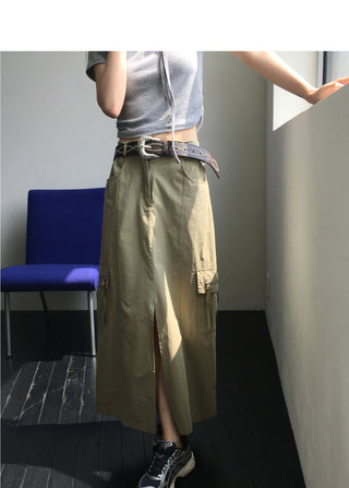 Boto Cargo Pocket Slit Long Skirt