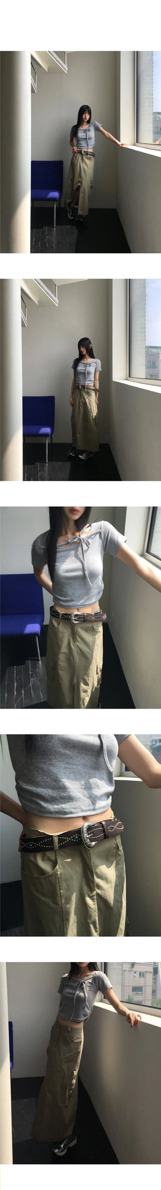 Boto Cargo Pocket Slit Long Skirt