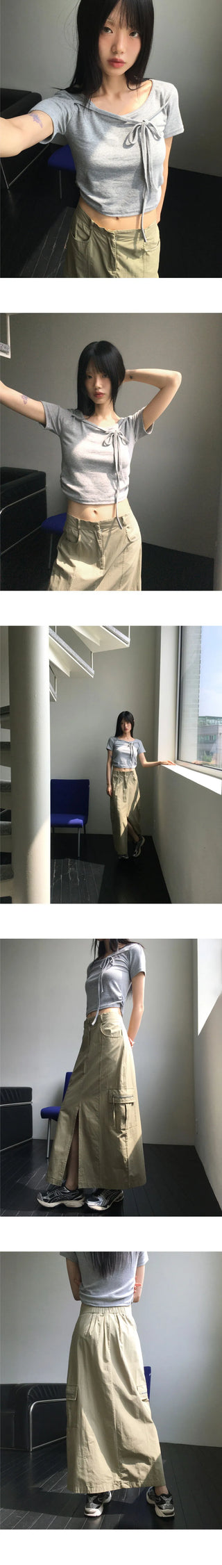 Boto Cargo Pocket Slit Long Skirt