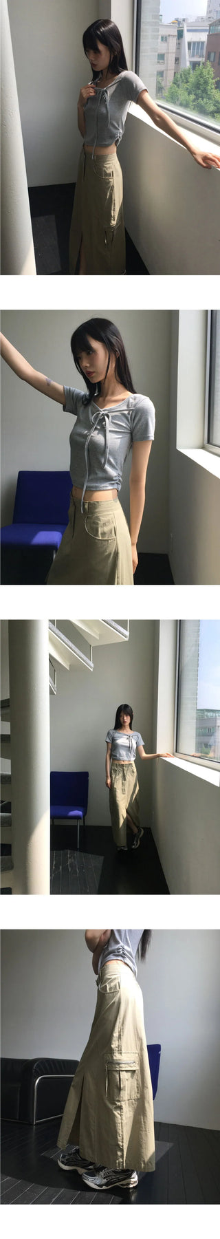 Boto Cargo Pocket Slit Long Skirt