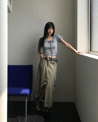 Boto Cargo Pocket Slit Long Skirt