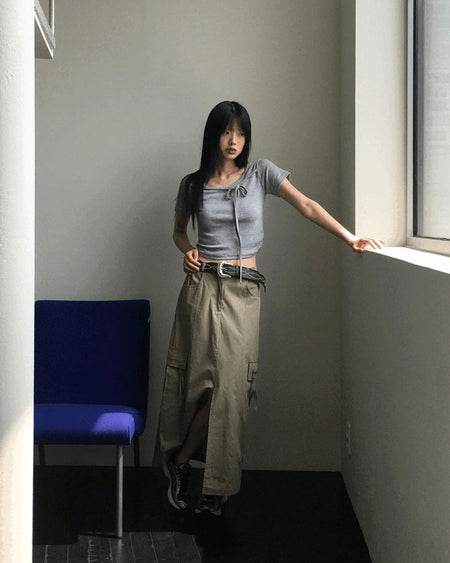 Boto Cargo Pocket Slit Long Skirt
