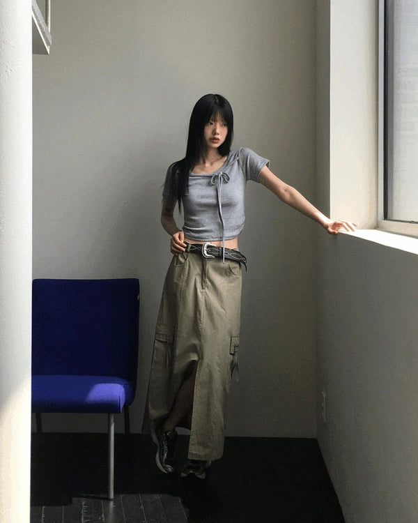 Boto Cargo Pocket Slit Long Skirt