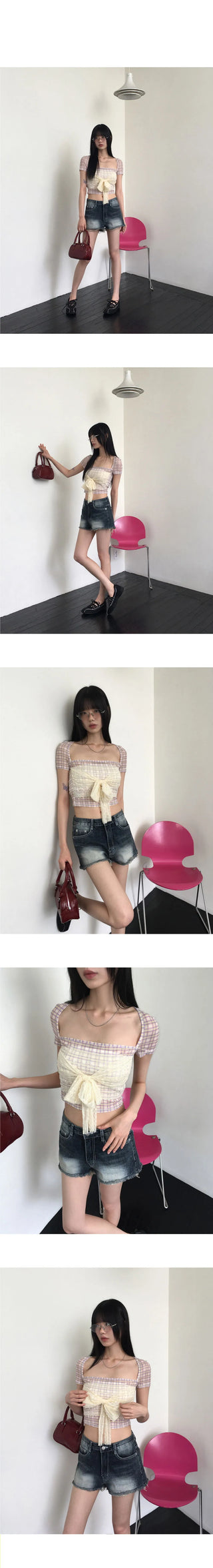 Tesit Vintage Vintage Faded Damaged Denim Short Pants