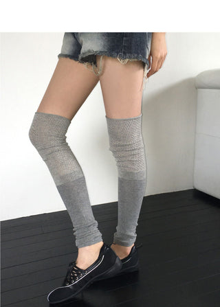 Pube punching color combination Ribbed knee socks warmer