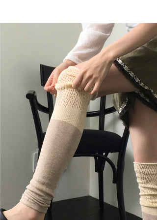 Pube punching color combination Ribbed knee socks warmer