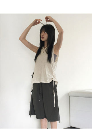 Arit Hippie Button Side Shirring Hood Sleeveless