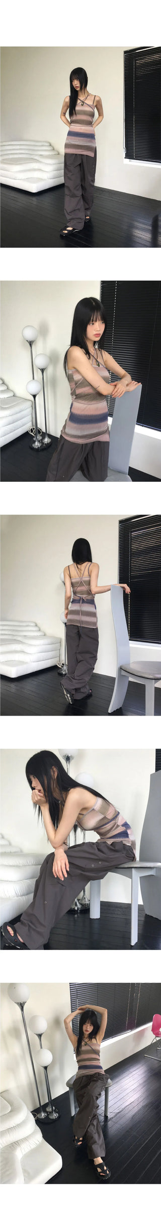 Jardine Gradient Choker Strap Layered Sleeveless