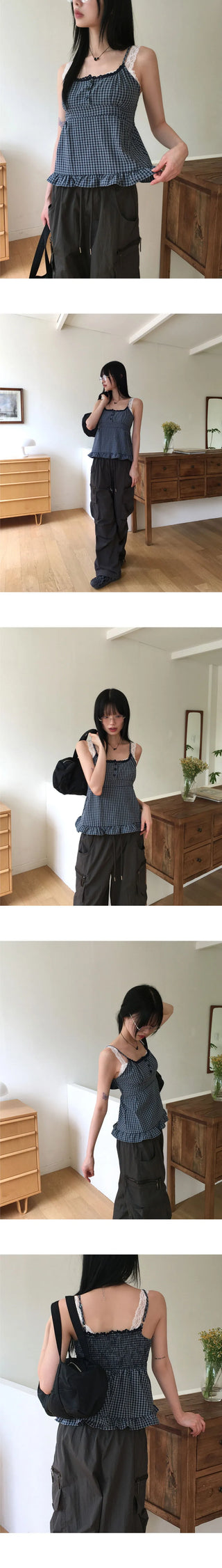 Fabi Lace Button Integrated Check Sleeveless