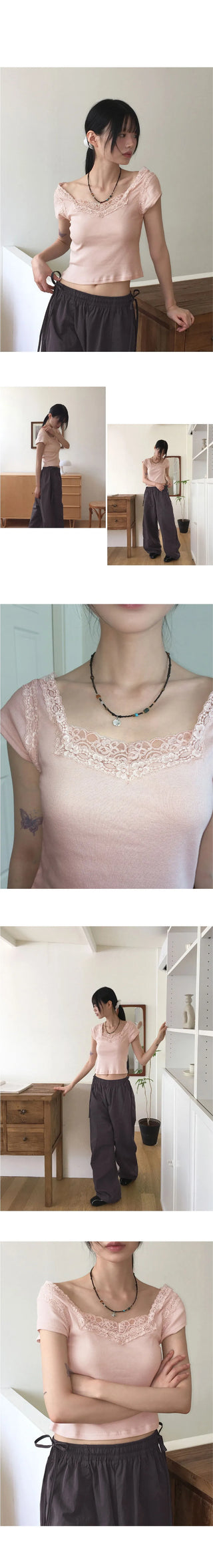 Notter Double Lace Square Short Sleeve T-Shirt