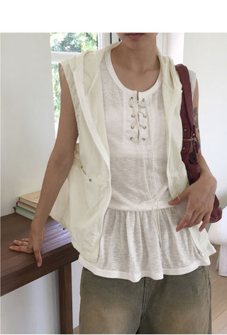 Bassen nylon rustling rivet windbreaker hooded vest