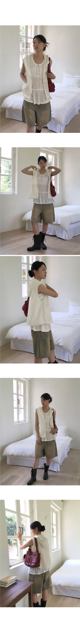 Bassen nylon rustling rivet windbreaker hooded vest