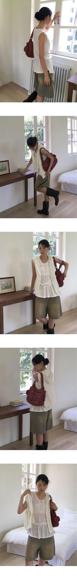 Bassen nylon rustling rivet windbreaker hooded vest