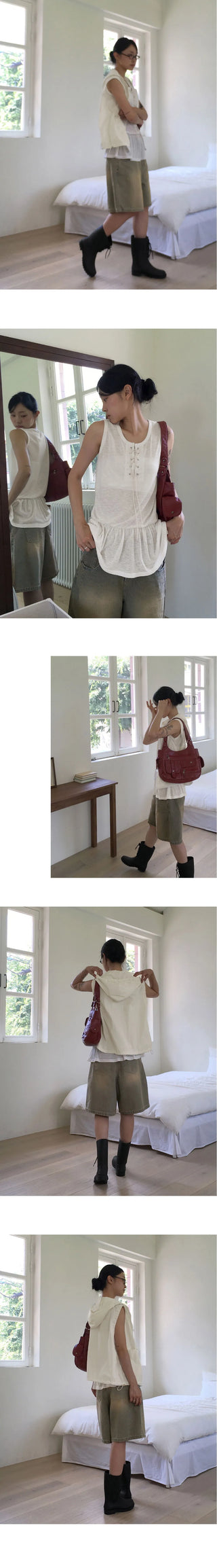 Bassen nylon rustling rivet windbreaker hooded vest