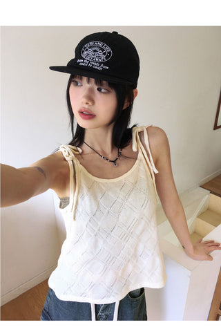 Wooten Punching Flare Knitwear Strap Bustier Sleeveless