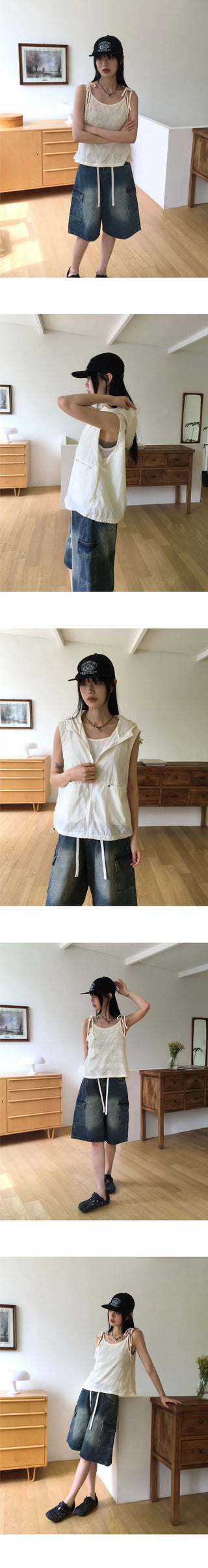 Wooten Punching Flare Knitwear Strap Bustier Sleeveless