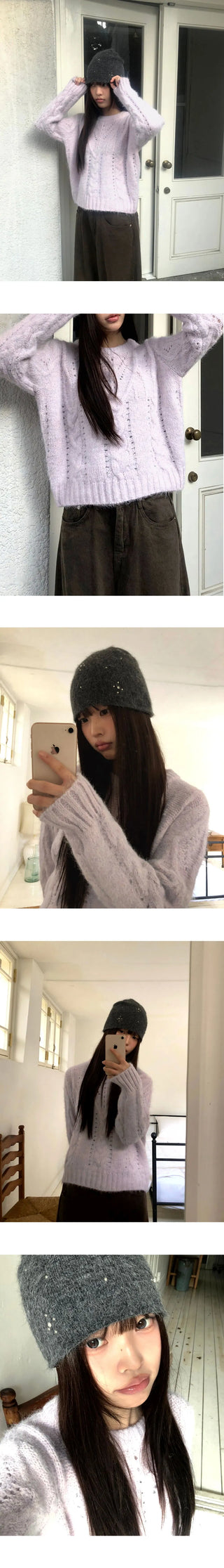 Neha Loose Wool Round Neck Twisted Knitwear