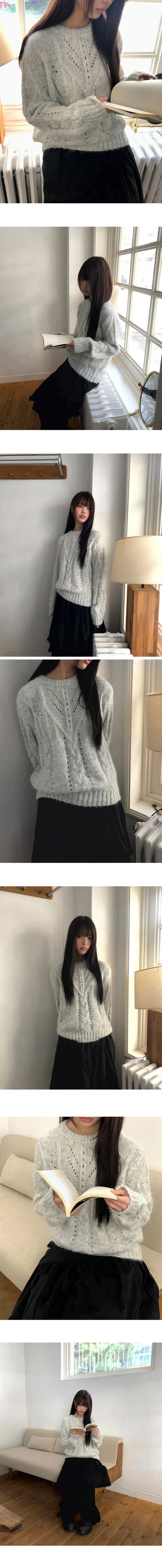 Neha Loose Wool Round Neck Twisted Knitwear