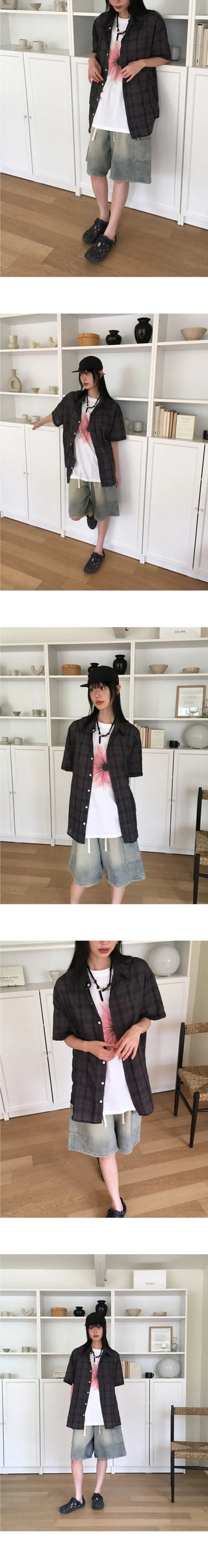 Kelu Vintage Faded Strap Cargo Denim Bermuda 3/4 Pants