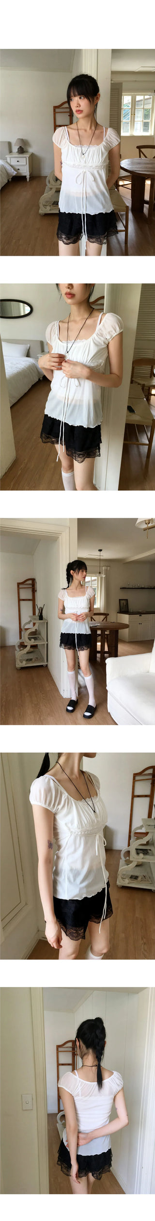 Psyche strap off-shoulder puff blouse