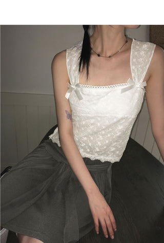 Cosh Punching See-through Ribbon Sleeveless Blouse